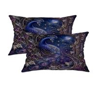 Pillowcase Blue Moon Star Whimsical Autumn Peacock Art Easy Clean Throw Pillow Cases Decorative Pillow Case For Sofa Chair Tent 2 Pack