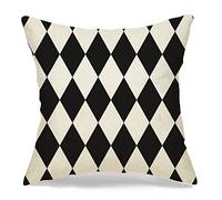 Pillowcase Cushion Case Blue Argyle Harlequin Pattern White Black Lozenge Vintage Classic Classy Textures Cold Row Diamond Cozy Linen Square Decorative Throw Pillow Covers for Couch Bed 18x18 Inch