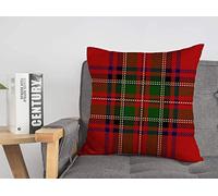 Pillowcase Cushion Case Clan Stuart Old Scottish Tartan Plaid Woven Detailed Design Stripped Red Quilted Flannel Textures Cozy Linen Square Decorative Throw Pillow Covers for Couch Bed 18x18 Inch