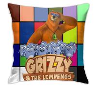 Pillowcase for Grizzy and The Lemmings for The Living Room, Hide Zipe Cushion Decorative Throw Pillows (Double Side) Size 18 x 18 inches