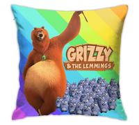 Pillowcase for Grizzy and The Lemmings Throw Pillow Cover Anime 18x18 Inches Pillowcase Home Decor Square Cotton Linen Pillow Case Cushion Cover