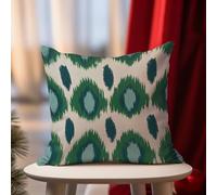 Pillowcase Green And Aqua Bukhara Ikat Cushion Cover Peacock Strip Print Pillow Cover Abstract Throw Pillow Covers Farmhouse Decorative For Couch Sofa Bedroom Home Decor 20x20in