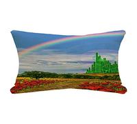 Pillowcase Path In Yellow Brick Red Musical Road Leading Oz Emerald City Land Rainbow Textures Wizard Poppies Throw Pillow Cover Decorative,Soft Throw Pillow Case For Festive Couch 40X60Cm