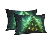 Pillowcase Ultra Soft Pillow Cases with Hidden Zipper Soft Breathable Cooling Pillow Cover Standard Pillow Covers Green christmas tree Pillowcase Queen Pillow Case for Sleeping 14"x20"
