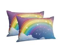 Pillowcase Ultra Soft Pillow Cases with Hidden Zipper Soft Breathable Cooling Pillow Cover Standard Pillow Covers Star in Rainbow Sky Pillowcase Queen Pillow Case for Sleeping 16"x24"