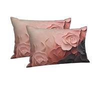 Pillowcase Ultra Soft Pillow Cases with Hidden Zipper Soft Breathable Cooling Pillow Cover Standard Pillow Covers Rose Color Blush and Black Pillowcase Queen Pillow Case for Sleeping 20"x30"