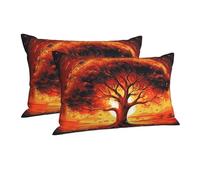Pillowcase Ultra Soft Pillow Cases with Hidden Zipper Soft Breathable Cooling Pillow Cover Standard Pillow Covers Burning Tree of Life Pillowcases Queen Pillow Case for Sleeping 16"x24"