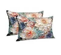 Pillowcase Ultra Soft Pillow Cases with Hidden Zipper Soft Breathable Cooling Pillow Cover Standard Pillow Covers Modern Bohemia Flower Pillowcase Queen Pillow Case for Sleeping 20"x30"