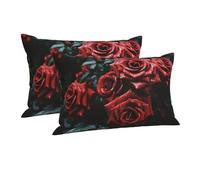 Pillowcase Ultra Soft Pillow Cases with Hidden Zipper Soft Breathable Cooling Pillow Cover Standard Pillow Covers Red and black rose Pillowcase Queen Pillow Case for Sleeping 20"x30"