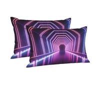 Pillowcase Ultra Soft Pillow Cases with Hidden Zipper Soft Breathable Cooling Pillow Cover Standard Pillow Covers Neon Lights Tunnel Pillowcase Queen Pillow Case for Sleeping 14"x20"