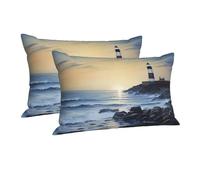 Pillowcase Ultra Soft Pillow Cases with Hidden Zipper Soft Breathable Cooling Pillow Cover Standard Pillow Covers The Seaside Lighthouse Pillowcase Queen Pillow Case for Sleeping 20"x30"
