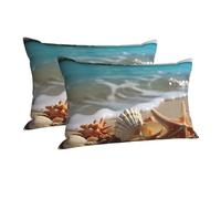 Pillowcase Ultra Soft Pillow Cases with Hidden Zipper Soft Breathable Cooling Pillow Cover Standard Pillow Covers Seashells Starfish on Beach Pillowcase Queen Pillow Case for Sleeping 20"x30"