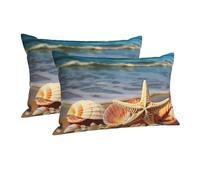 Pillowcase Ultra Soft Pillow Cases with Hidden Zipper Soft Breathable Cooling Pillow Cover Standard Pillow Covers Seashells on the Sandy Beach Pillowcase Queen Pillow Case for Sleeping 16"x24"