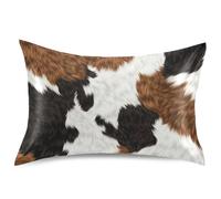 Pillowcases for Hair Cow Brown White Print Satin Cooling Standard Queen King Size Pillows Design Comfort Soft Bed Pillow Queen Size 30" x 20"