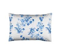 Pillowcases Pack of 2 Cotton Blue Reversible Pillowcase Double Sided Patterned Floral Striped Pillow Covers 2pcs (50x75cm Sevilla Blue)