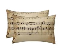 Pillowcases Set of 2, Music Notes on Old Paper Pillow Cases for Hair and Skin, Soft Breathable Pillow Cases Cover with Hidden Zipper, 12x18 Inches Pillow Covers for Sleeping Gift Bed Pillowcase