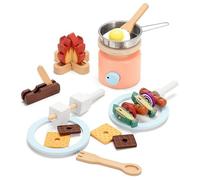 Pillowhale Wooden Camping Toy Set for Kids Pretend Play Outdoor Campfire Toy Wooden Barbecue Playset Toddler Play Food Cooking Set Kids Kitchen Toy Accessories Gift for 3 Year Old Boys Girls