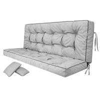PillowPrim Ash Seat Cushion for Hollywood Swing, Comfortable Garden Bench Cushion, 180 x 115 cm, 8 cm Thick, Rectangular, Outdoor, Washable, Recyclable, Solid Ash Grey