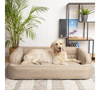 PillowPrim Dog and Cat Bed, Pet Furniture, Removable Cover, Sleeping Bed, Sofa Beige, XL 96 x 62 cm