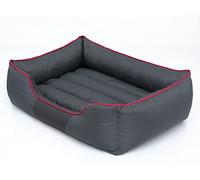 PillowPrim Dog Bed, Pet Bed, Lounger, Dog Cushion, Bed, Dog Mattress, Pet Bed, Dog Sofa Mattress, Grey with Red, XXXL - 140 x 115 cm