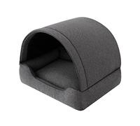 PillowPrim Dog Bed with Canopy, XL: 82 x 58 cm, Anthracite, Eco Linen, Polyurethane Foam, Dog, Modern, Large Breed