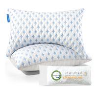 Pillows 2 Pack Side Sleeper Pillow for Neck and Shoulder Support,Shredded Memory Foam Pillow Bed Pillows With Curved Contour Design, Comfort Support Cooling Pillow- Extra Fill Included, 71*47.5cm