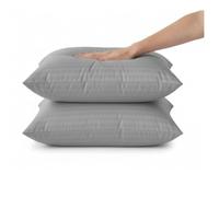 Pillows 4 Pack Hotel Quality Side Sleeper Bounce Back Fluffy Bed Pillow - Firm Pillows 2 Pack - Neck, Shoulder, Back Support, Super Soft Machine Washable (2, Grey Stripe Pillow, Standard)