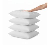 Pillows 4 Pack Hotel Quality Side Sleeper Bounce Back Fluffy Bed Pillow - Firm Pillows 2 Pack - Neck, Shoulder, Back Support, Super Soft Machine Washable (4, White Stripe Pillow, Standard)