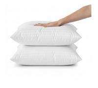 Pillows 4 Pack Hotel Quality Side Sleeper Bounce Back Fluffy Bed Pillow - Firm Pillows 2 Pack - Neck, Shoulder, Back Support, Super Soft Machine Washable (2, White Stripe Pillow, Standard)