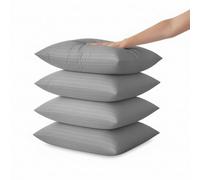 Pillows 4 Pack Hotel Quality Side Sleeper Bounce Back Fluffy Bed Pillow - Firm Pillows 2 Pack - Neck, Shoulder, Back Support, Super Soft Machine Washable (4, Grey Stripe Pillow, Standard)