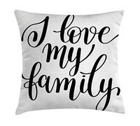 Pillows Cover I Love My Family Phrase Hand Writing In Black Calligraphy Art Positive Words Pillow Shams Anti-Bacterial Cushion Cover For Hotel Bedding 45×45Cm
