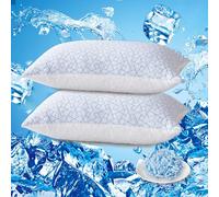 Pillows Standard Size Set of 2 - Standard Pillows Set of 2 - Adjustable Firm Pillow for Back Stomach and Side Sleeper - Shredded Memory Foam Cooling Pillow for Neck and Shoulder Pain