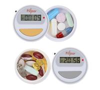 Pillzar Portable Pill Organizer Dispenser with Timer Cap for Medication, Supplements and Vitamins. Perfect for Travel or Home Use.