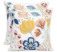 Pilmandu Set of 2 Embroidered Decorative Throw Pillow Covers 45x45cm Couch Square Pillowcases Cushion for Bedroom Sofa Farmhouse Decor (Floral)