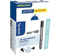 Pilot 100 Series, 4.5mm Bullet Tip Permanent Marker- Black (Box of 20)