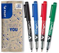 Pilot 2.0 mm V-Sign Pen Liquid Ink Tip - Black/Blue/Red/Green (Pack of 4)