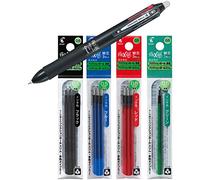 Pilot 2268001 FriXion Ball 4 Rollerball Pen, Four-Colour Pen, 0.5 mm, Black (Black, Pen + Refills)