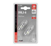 Pilot 2x LED White Bulb Wedge Light 10x31mm License Plate 6500K 12V