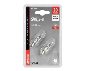 Pilot 2x LED White Bulb Wedge Light 10x31mm License Plate 6500K 12V