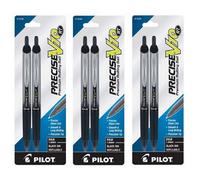 PILOT (3) Precise V10 RT Retractable Premium Rolling Ball Pens Bold 1.0 mm Black Ink 2 Pack (13548)