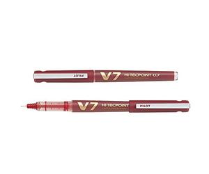 Pilot - 3 x Refillable Hi-TechPoint V7 Begreen Rollerball Pens - Medium Tip - Red Liquid Ink