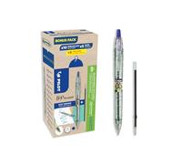 Pilot 94297 Bonuspack 10 Pens and 10 Refills B2P Ecoball, Blue, Tip 1 mm | Retractable and Refillable Bottle Pen - Made in France - Blue - Medium Tip (1 mm)