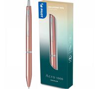 Pilot Ballpoint Acro 1000 - Ultra-smooth, refillable, retractable, Black ink, M tip - Pink Gold box