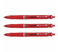 Pilot Acroball Ballpoint Pens Pack of 3 Medium Plastic Clip Red