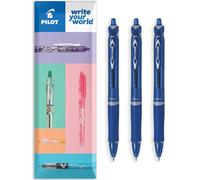 PILOT Acroball Retractable Ballpoint Pen - Begreen Range 79% Recycled - Pack of 3 Pens - Fine 0.7mm Nib - In Envelope Packaging - Ideal for Writing, School, Home, Office. (Blue)