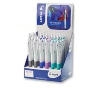 Pilot Acroball Retractable Ballpoint pen display unit of 20 pens in 4 assorted colours (black blue green violet/purple)