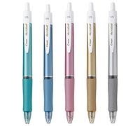 Pilot Acroball T series, Retractable Ballpoint Pen, 0.5mm Black Ink, 5 Body Colors set &"monoc" Sticky Note(Japan Import)