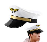Pilot Adult Captain Hat - Polyester Navy Cosplay Cap, Airline Uniform Accessory, Adjustable Headwear, Costume Party Outfit, Roleplays For Headpiece | Men Women Halloween Carnival For Fancy Dress Ev
