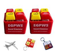 Pilot and Crew Alert Keychain EGPWS Warning Sound Simulator, Airplane Emergency Alert Keychains, LED Cockpit Safety Button (EGPWS*2)