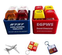 Pilot and Crew Alert Keychain EGPWS Warning Sound Simulator, Airplane Emergency Alert Keychains, LED Cockpit Safety Button (EGPWS+B737)